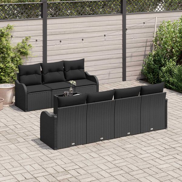 vidaXL Ensemble de canap&eacute; de jardin avec coussin 8 pcs Noir