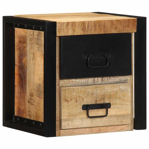 vidaXL Table de chevet 40x35x40 cm bois massif de manguier brut