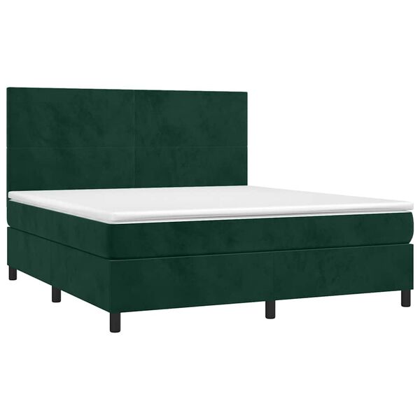 vidaXL Sommier &agrave; lattes de lit et matelas et LED Vert fonc&eacute; 180x200 cm