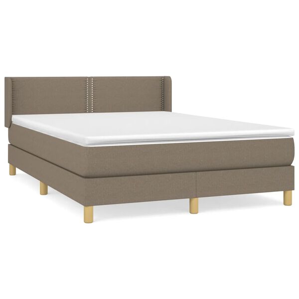 vidaXL Sommier &agrave; lattes de lit avec matelas Taupe 140x200 cm Tissu