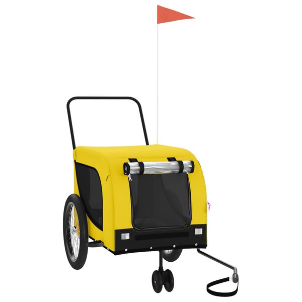 vidaXL Remorque de v&eacute;lo pour animaux de compagnie jaune et noir