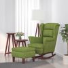 vidaXL Fauteuil à bascule à oreilles en velours vert clair bois massif