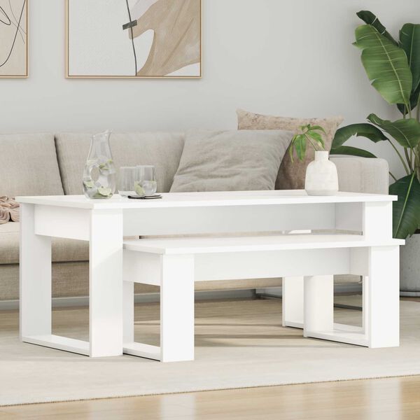vidaXL Ensemble de tables basses 2 pcs Blanc Bois d'ing&eacute;nierie