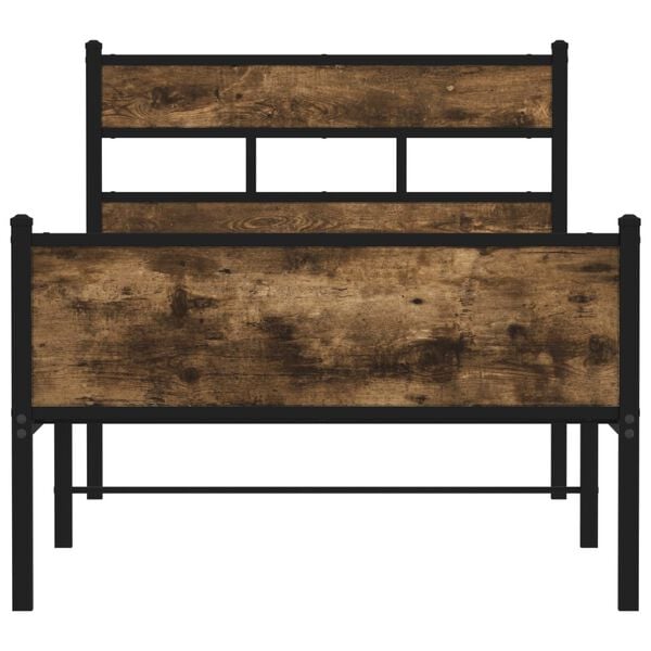 vidaXL Cadre de lit sans matelas ch&ecirc;ne fum&eacute; 107x203 cm bois ing&eacute;nierie