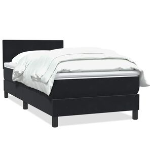 vidaXL Sommier &agrave; lattes de lit avec matelas noir 90x210 cm velours