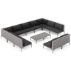 vidaXL Salon de jardin 12 pcs avec coussins R&eacute;sine tress&eacute;e Gris fonc&eacute;