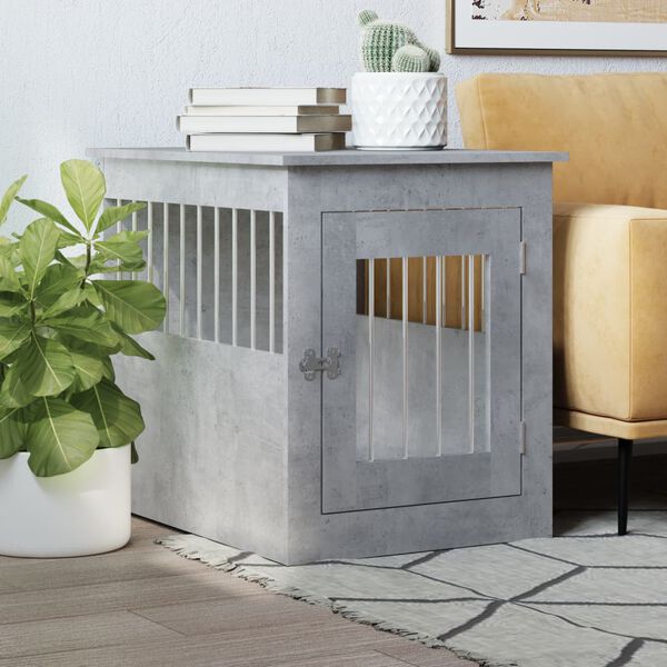 vidaXL Meuble de cage pour chiens gris b&eacute;ton 55x75x65 cm