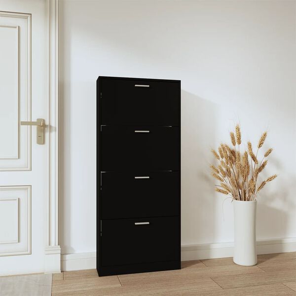 vidaXL Armoire &agrave; chaussures Noir 59x17x150 cm Bois d'ing&eacute;nierie