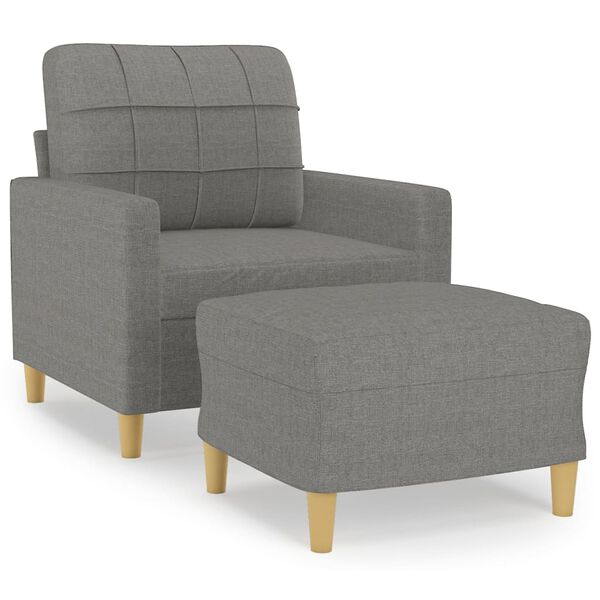 vidaXL Fauteuil avec repose-pied Gris fonc&eacute; 60 cm Tissu
