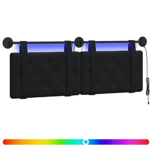 vidaXL T&ecirc;te de lit suspendue Avec lumi&egrave;re LED Noir Velours