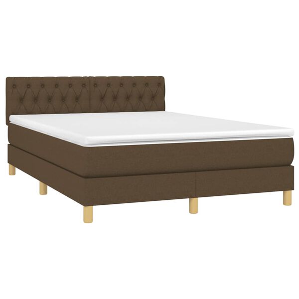 vidaXL Sommier &agrave; lattes de lit matelas et LED Marron fonc&eacute; 140x190 cm