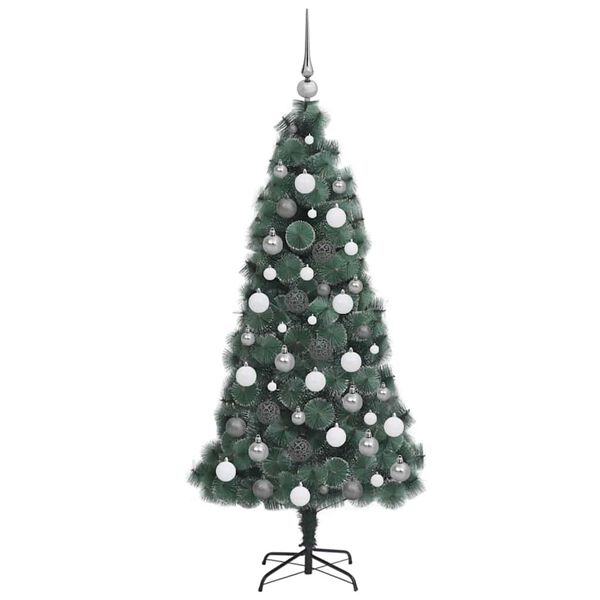 vidaXL Arbre de No&euml;l artificiel pr&eacute;-&eacute;clair&eacute; avec ensemble de boules