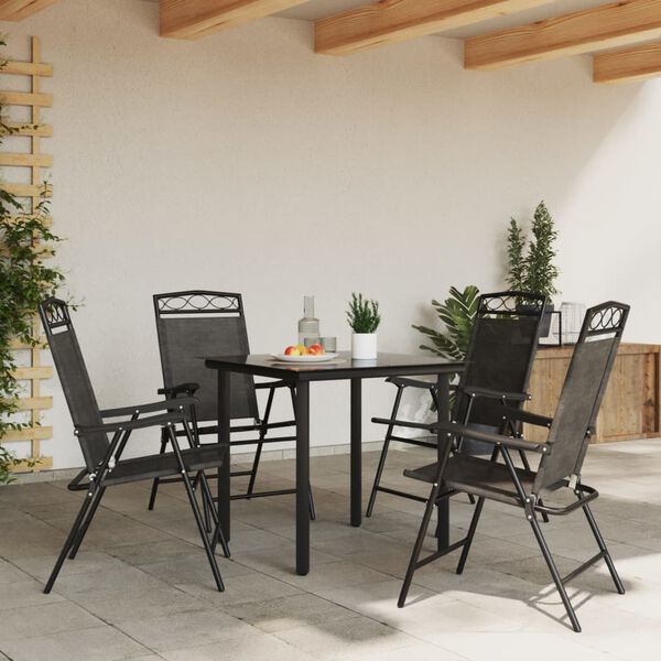 vidaXL Chaises de jardin pliables lot de 4 en acier et textil&egrave;ne