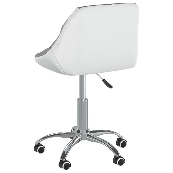 vidaXL Chaise pivotante de salle &agrave; manger Gris et blanc Similicuir