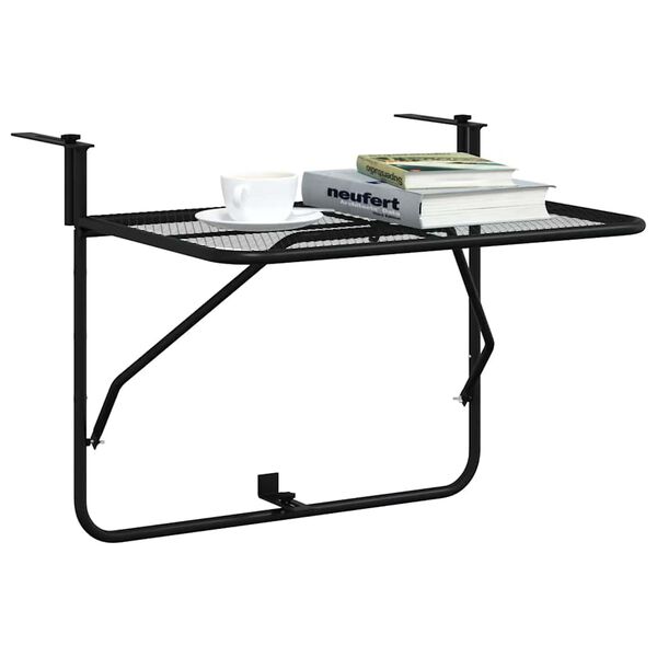 vidaXL Table de balcon Noir 60x40 cm Acier
