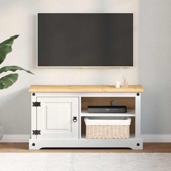vidaXL Meuble TV Corona Blanc 100 x 40 x 52 cm Pin massif