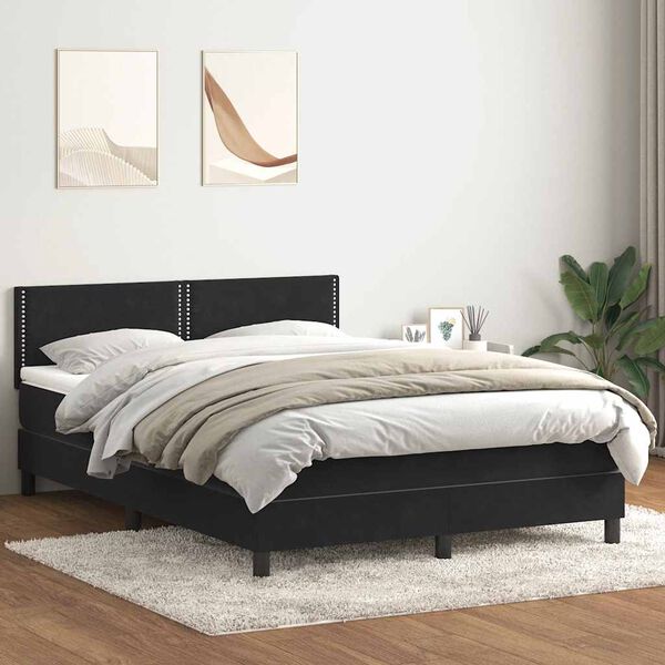 vidaXL Sommier &agrave; lattes de lit avec matelas noir 160x220 cm velours