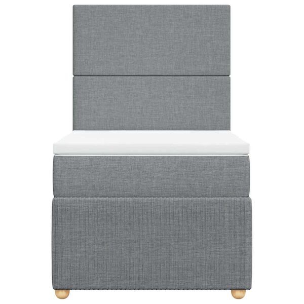 vidaXL Sommier &agrave; lattes de lit et matelas Gris clair 90x190 cm Tissu