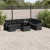 vidaXL Salon de jardin 9 pcs avec coussins noir r&eacute;sine tress&eacute;e