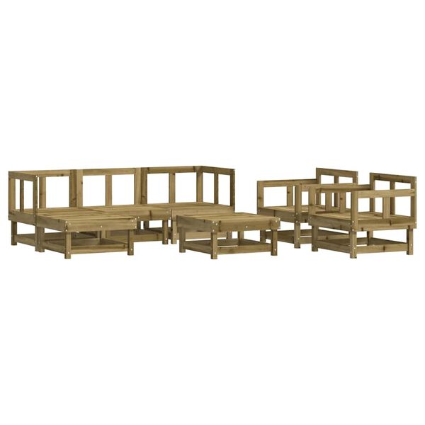 vidaXL Salon de jardin 7 pcs avec coussins bois de pin impr&eacute;gn&eacute;