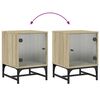 vidaXL Table de chevet avec porte en verre ch&ecirc;ne sonoma 35x37x50 cm