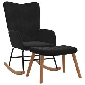 vidaXL Chaise &agrave; bascule avec repose-pied Noir Velours