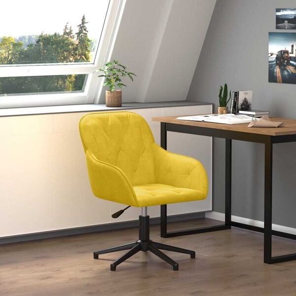 vidaXL Chaise pivotante de bureau Jaune Velours