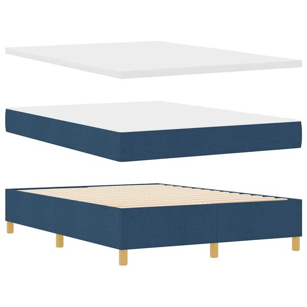 vidaXL Lit &agrave; ressorts avec matelas Bleu 140 x 190 cm tissu
