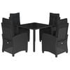vidaXL Ensemble &agrave; manger de jardin coussins 5pcs Noir R&eacute;sine tress&eacute;e