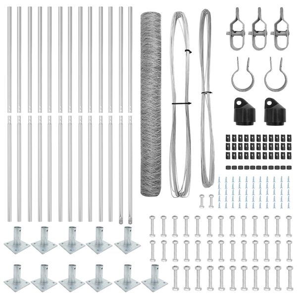 vidaXL Poteau de cl&ocirc;ture. Argent&eacute; 25 x 0,8 m (maillage de 50 mm) Acier