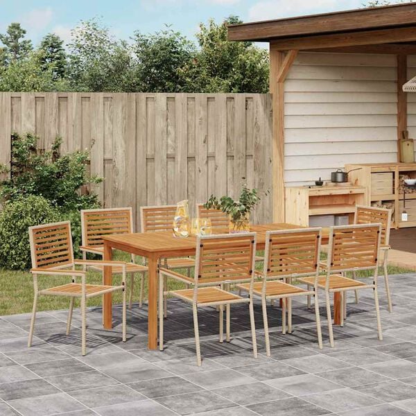 vidaXL Ensemble de salle à manger pour jardin 9 pcs Beige Poly rotin