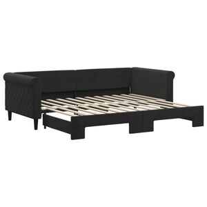 vidaXL Lit de jour avec gigogne sans matelas noir 90x200 cm