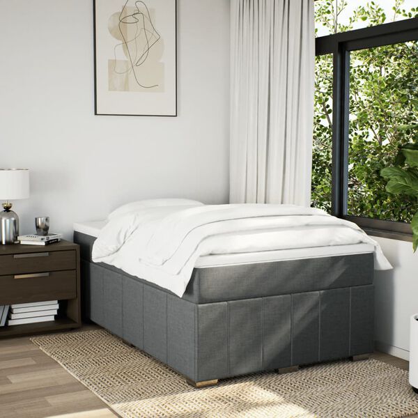 vidaXL Sommier &agrave; lattes de lit avec matelas gris fonc&eacute; 120x190cm tissu