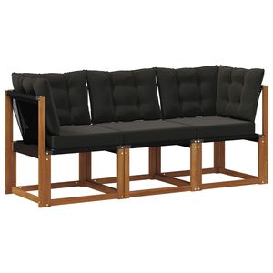 vidaXL Canap&eacute; d&rsquo;ext&eacute;rieur milieu et coin avec coussin 3 Pi&egrave;ce Naturel