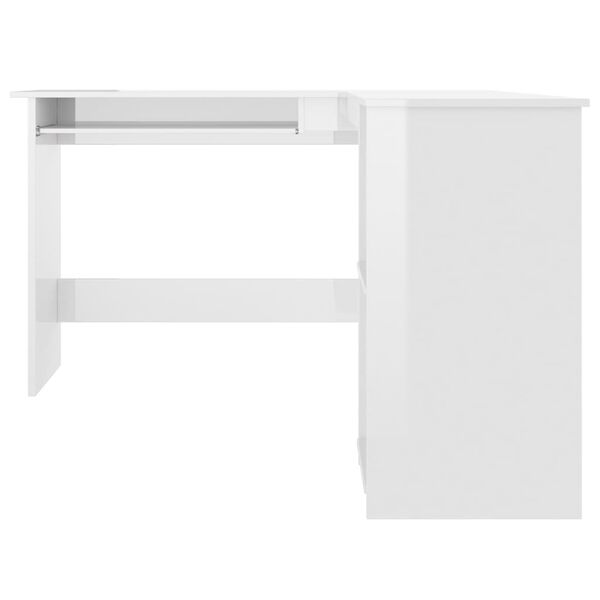vidaXL Bureau d'angle en forme de L Blanc brillant Bois d'ingénierie