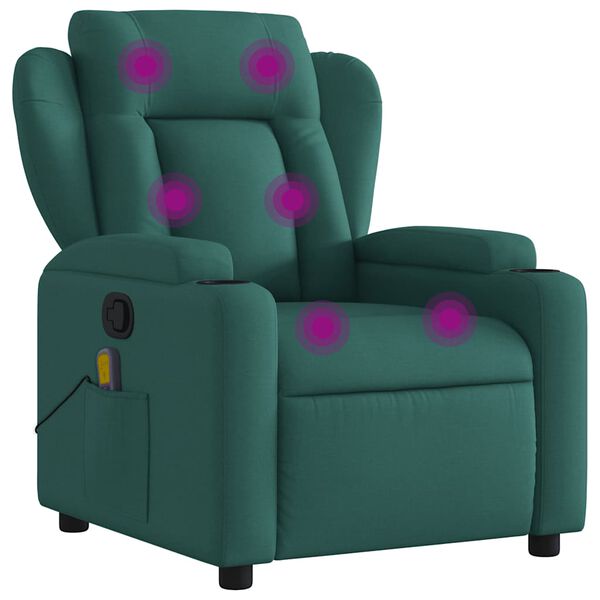 vidaXL Fauteuil de massage inclinable Vert fonc&eacute; Tissu