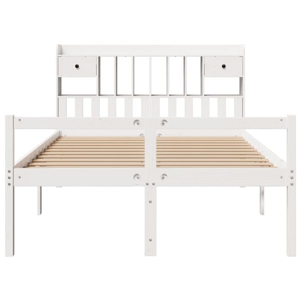 vidaXL Lit bibliothèque sans matelas blanc 150x200 cm bois pin massif