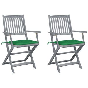 vidaXL Chaises pliables d'ext&eacute;rieur lot de 2 et coussins Bois d'acacia