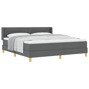 vidaXL Lit &agrave; ressorts avec matelas Gris fonc&eacute; 200 x 180 cm Polyester