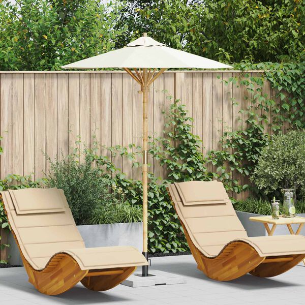vidaXL Parasol de jardin Blanc cr&egrave;me &Oslash; 270 x 260 cm Bambou