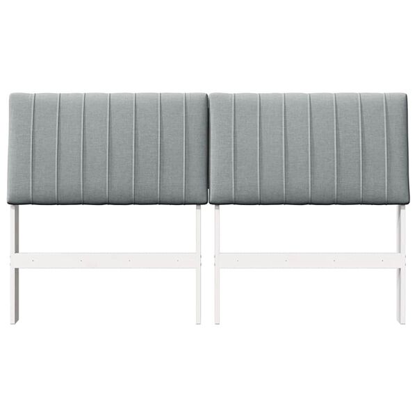 vidaXL T&ecirc;te de lit capitonn&eacute;e Gris clair 150 cm Pin massif