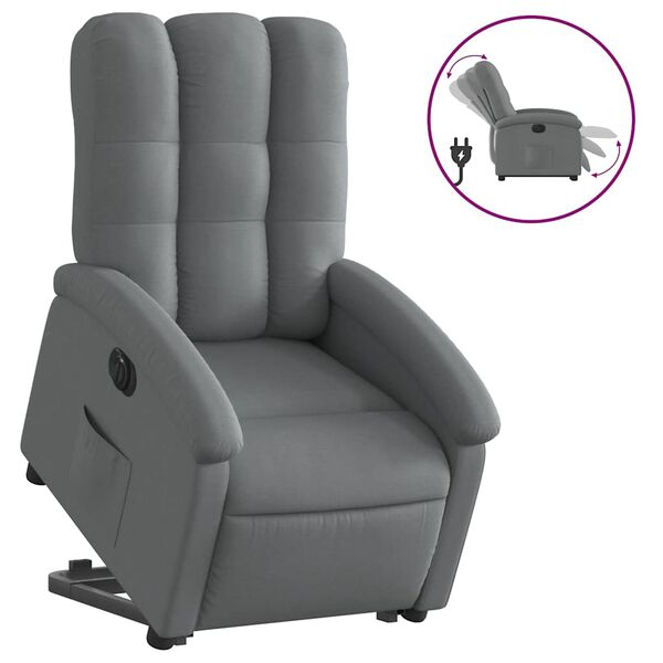 vidaXL Fauteuil inclinable &eacute;lectrique gris fonc&eacute; tissu