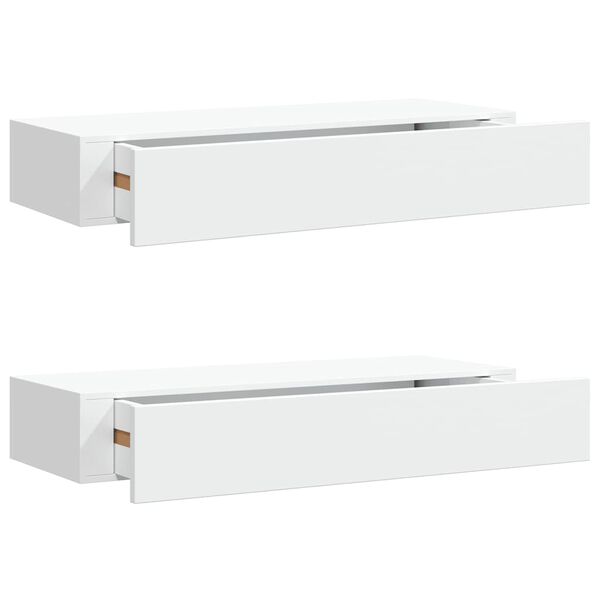 vidaXL &Eacute;tag&egrave;res &agrave; tiroirs murales 2 pcs Blanc 60x23,5x10 cm MDF