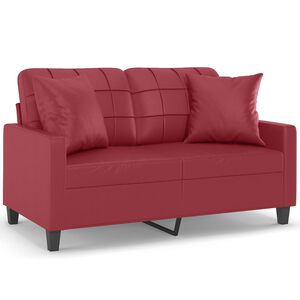 vidaXL Canap&eacute; 2 places avec oreillers bordeaux 120 cm similicuir