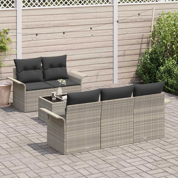 vidaXL Ensemble de canap&eacute; de jardin 6 pcs Gris clair et gris fonc&eacute;