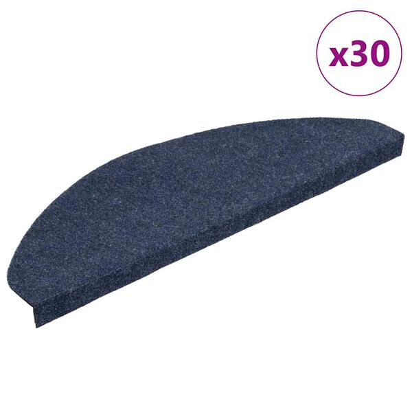 vidaXL Tapis d'escalier auto-adh&eacute;sifs 30 pcs bleu 65x22,5x3,5 cm