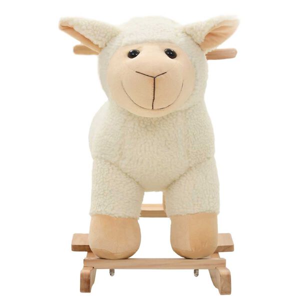 vidaXL Mouton &agrave; bascule Peluche 78x34x58 cm Blanc
