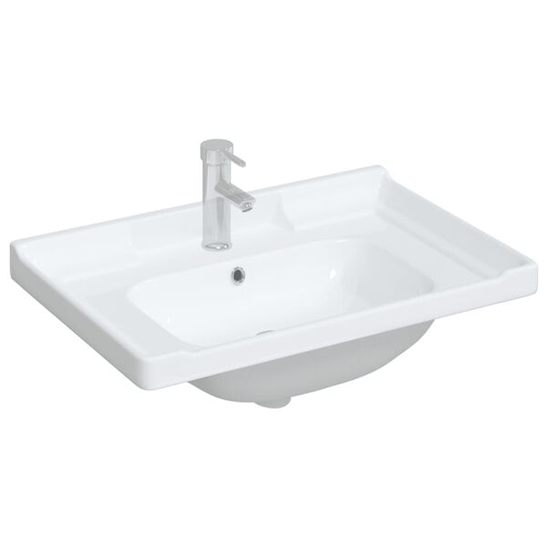 vidaXL &Eacute;vier de salle de bain blanc 71x48x23cm rectangulaire c&eacute;ramique