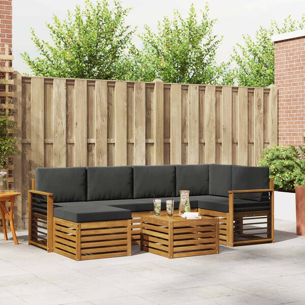 vidaXL Ensembles de canap&eacute;s avec coussin 7 pcs Naturel et Anthracite