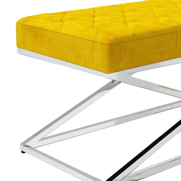 vidaXL Banc Jaune moutarde Velours et acier inoxydable